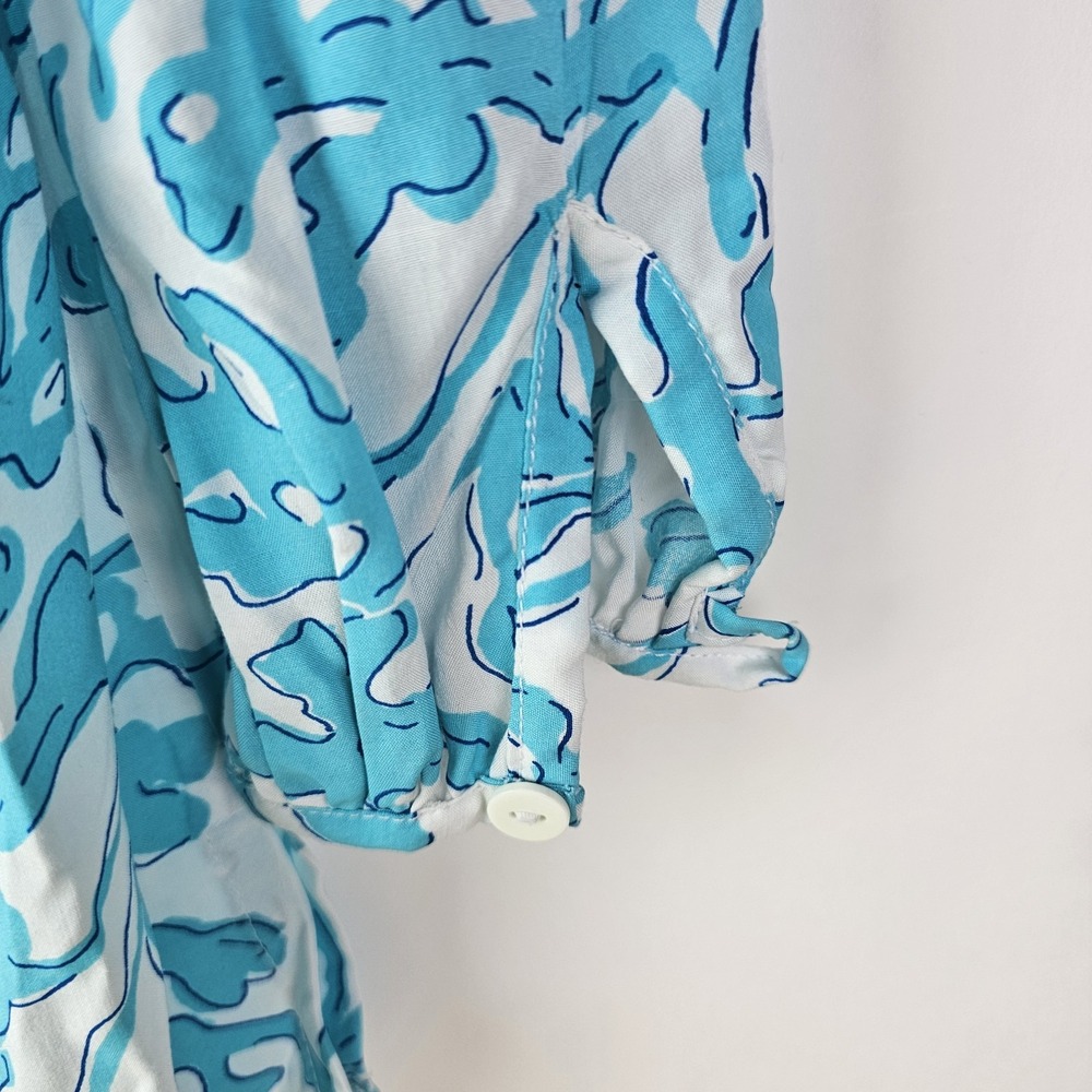 Barbara Gerwit Tunic Blue White Top Beach Coral Womens Size XS Shirt LS Nautical - Picture 5 of 11